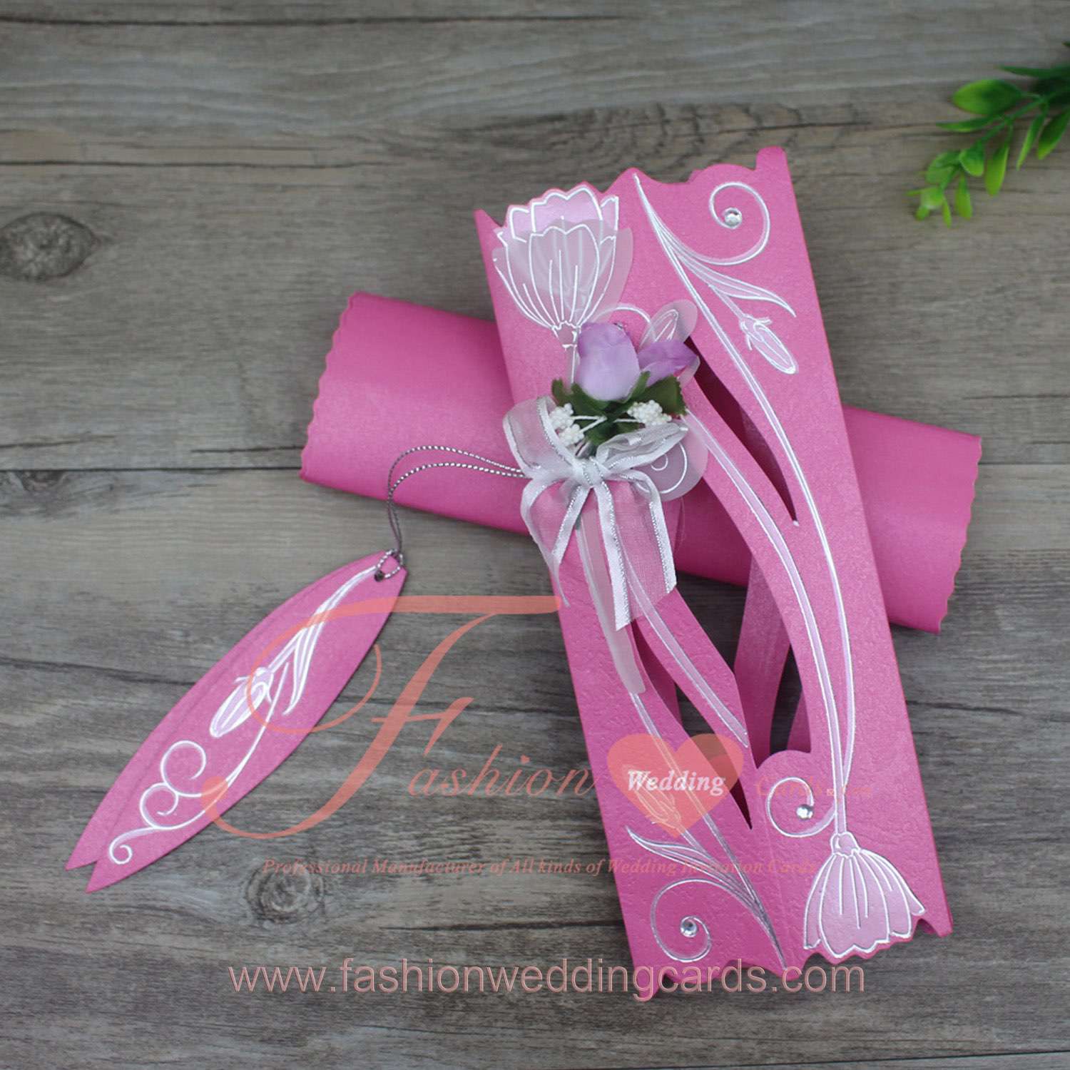 Rose Ideas Scroll Wedding Invitation Cards